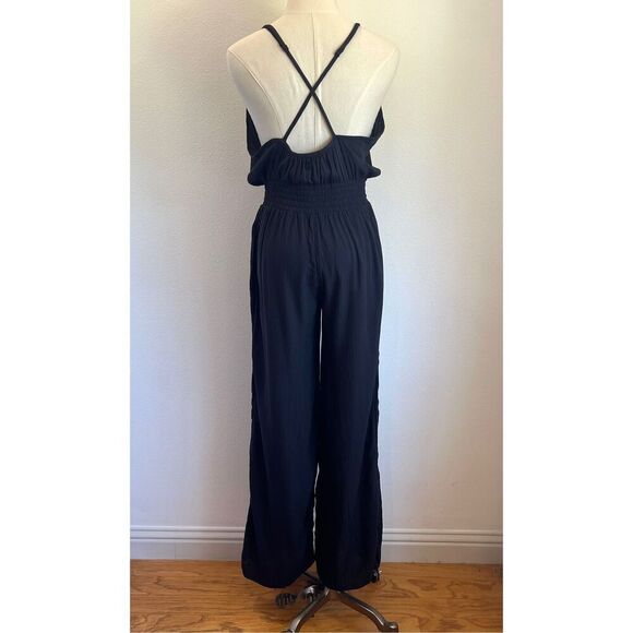 PrAna Fernie Wide Leg Jumpsuit Black NWT Lightweight Cover-Up Size Medium - Picture 13 of 16